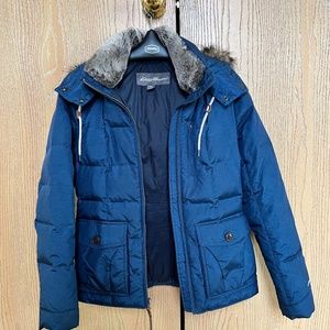 navy blue Eddie Bauer down winter coat